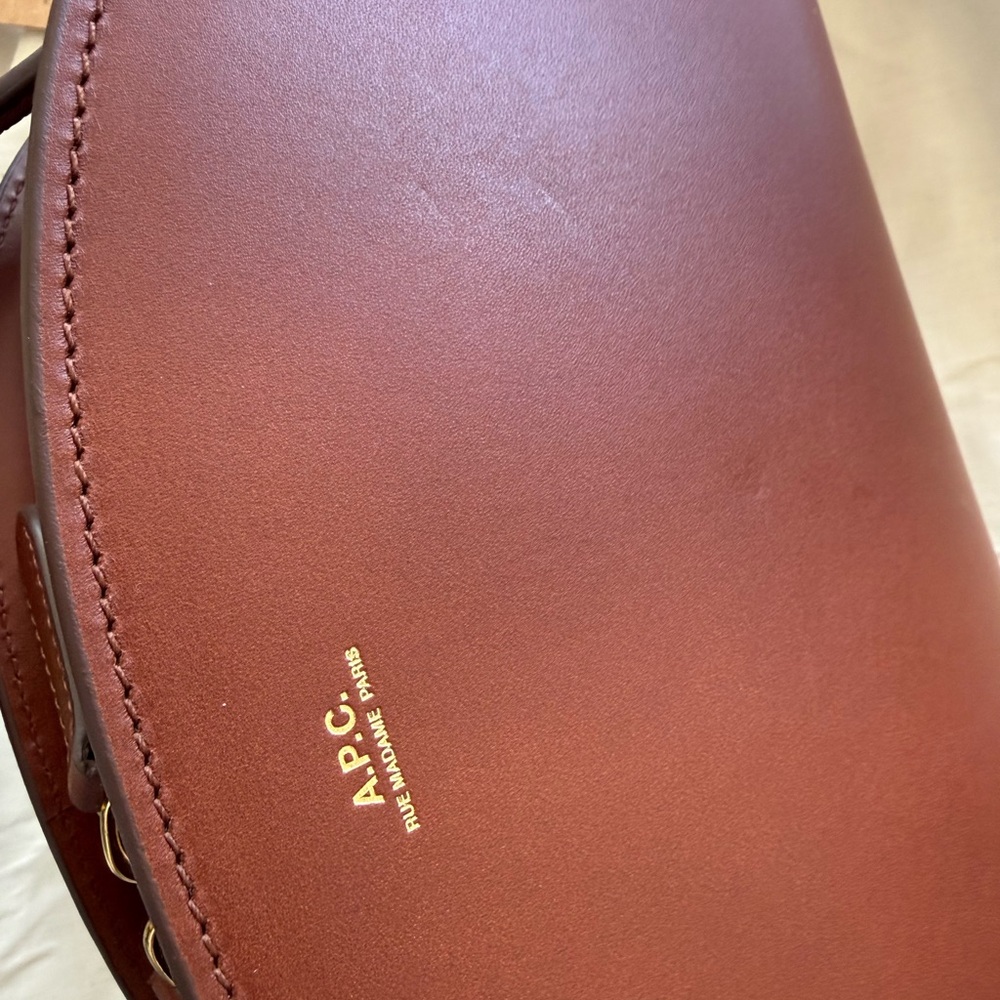 A.P.C. Tan Leather Demi Luna (Half Moon) Crossbody Bag NWT - Picture 4 of 11